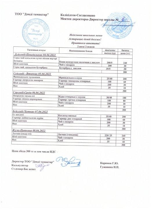 Ас мәзірі 04.04-08.04.2022 ж